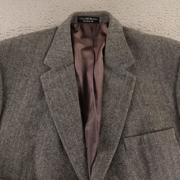 Gianfranco Ruffini Jacket XL Gray Herringbone Camel Wool Blazer Italy 46R - Picture 2 of 16